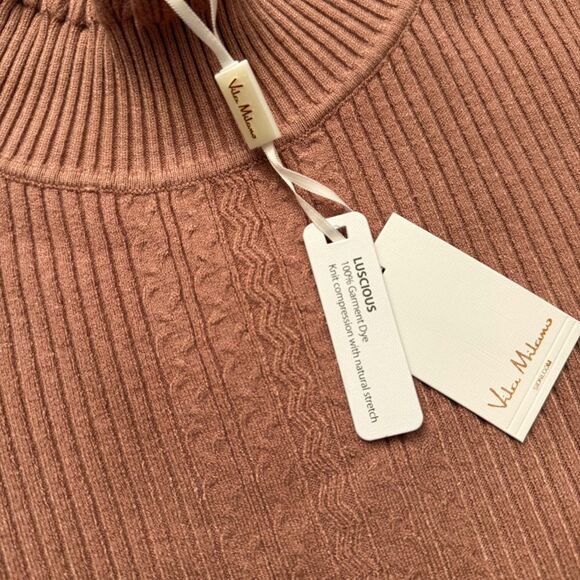Vila Milano Rustic Oak Long Sleeve Mock Neck Sweater Women’s Size Medium - Picture 4 of 6